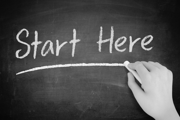 Chalk Board with Start Here Written